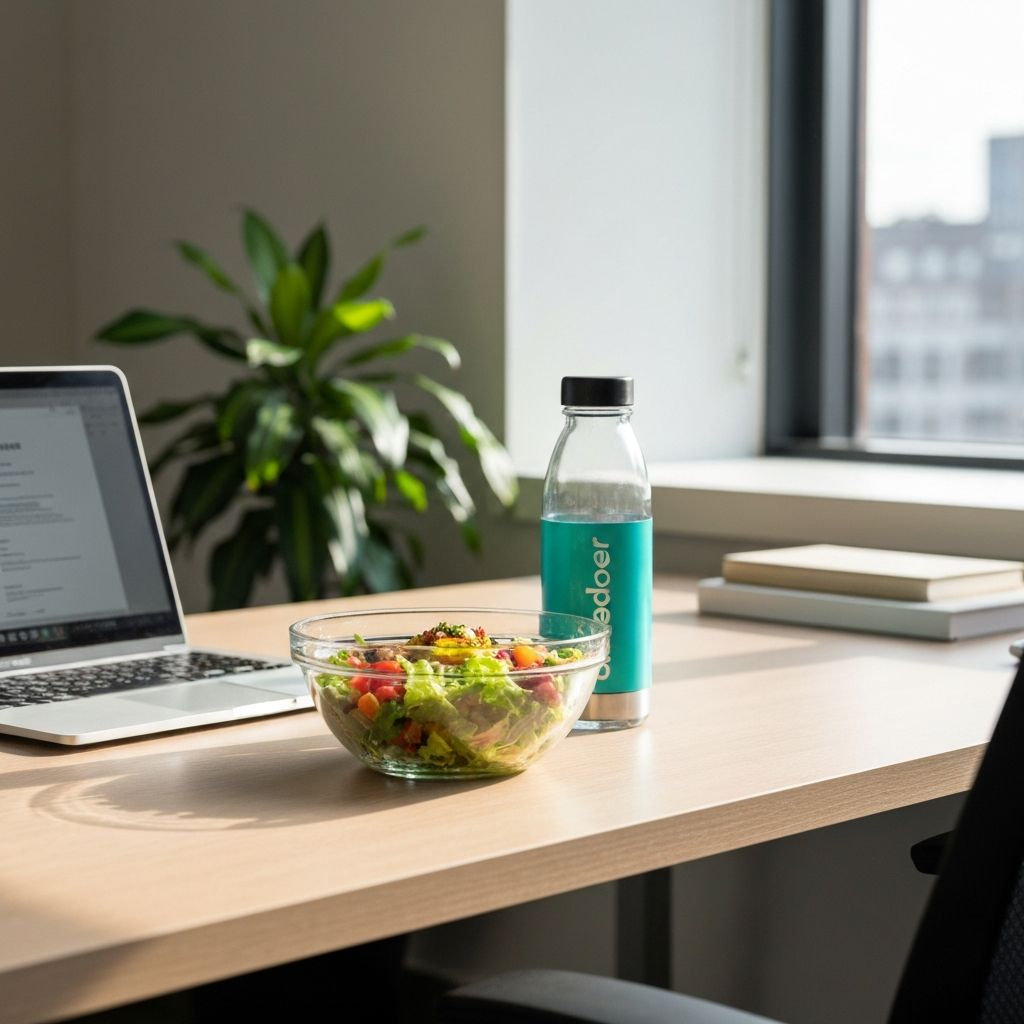 Office workspace with desk and natural light